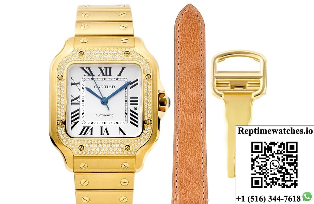 Cartier Santos WJSA0010 BV factory diamond bezel