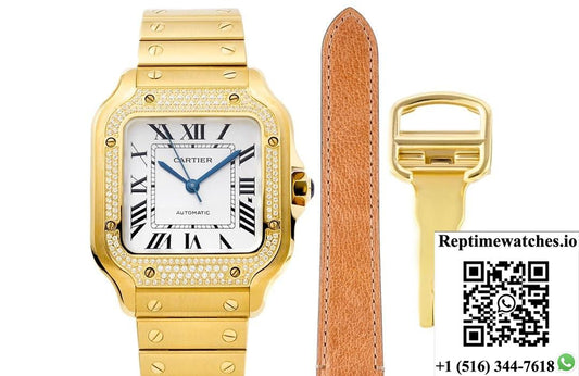Cartier Santos WJSA0010 BV factory diamond bezel