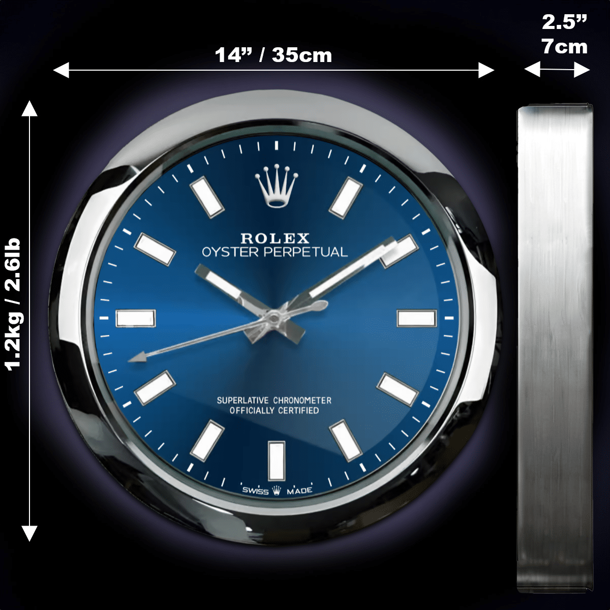 OYSTER – BLUE EDITION 35 CM METAL WALL CLOCK