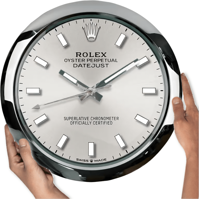 OYSTER PERPETUAL – ‘ARGENTÉ’ EDITION 35 CM DELUXE METAL WALL CLOCK