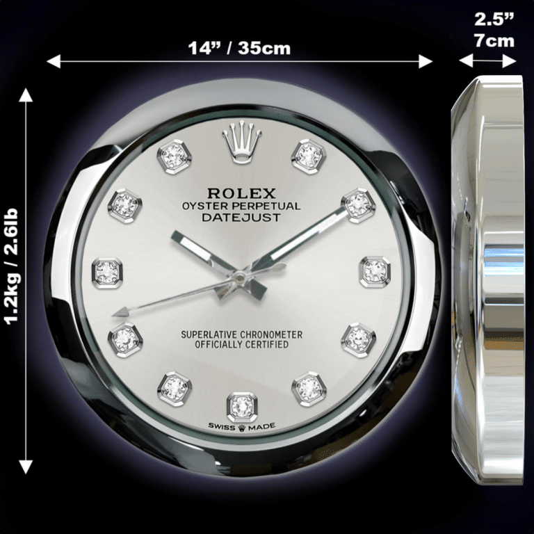 OYSTER PERPETUAL GREY DIAMOND EDITION 35 CM DELUXE METAL WALL CLOCK