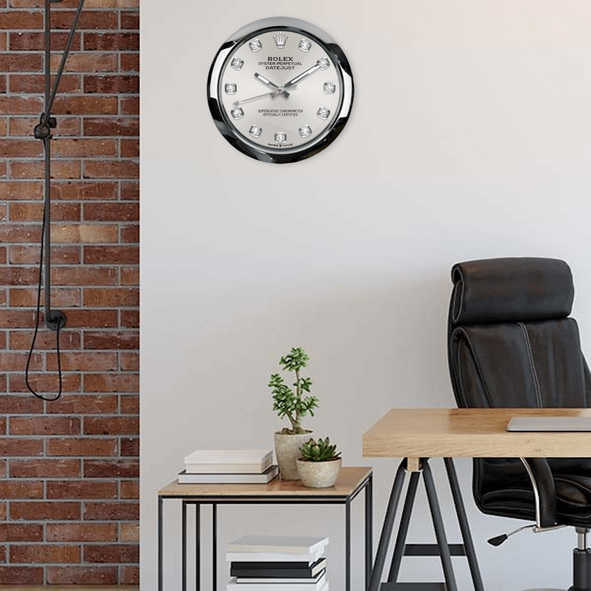 OYSTER PERPETUAL GREY DIAMOND EDITION 35 CM DELUXE METAL WALL CLOCK