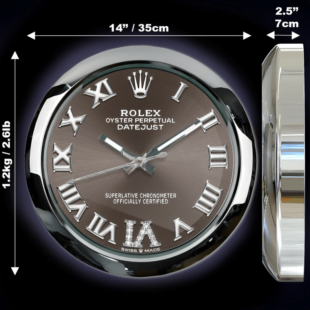 OYSTER PERPETUAL – BROWN EDITION 35 CM METAL WALL CLOCK