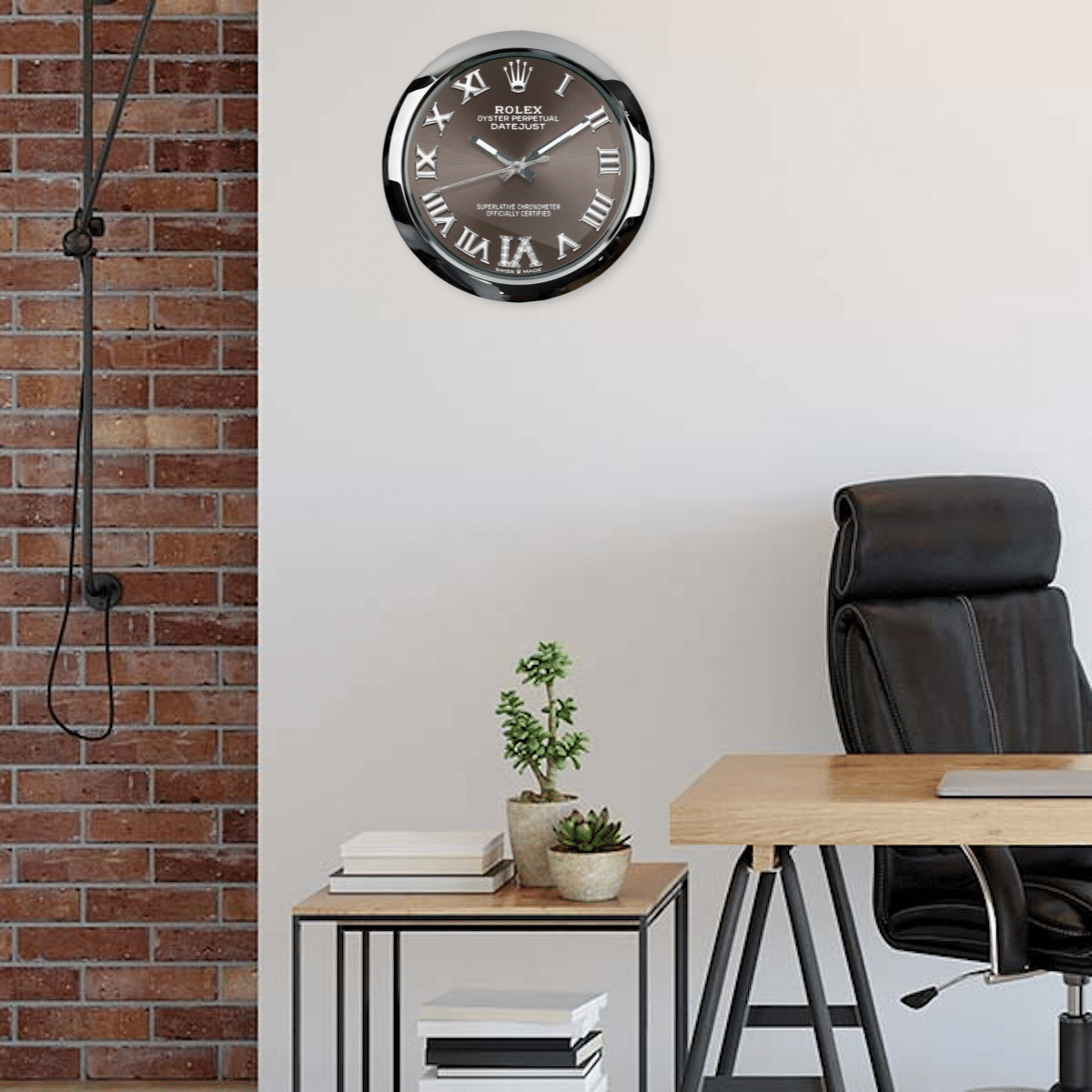 OYSTER PERPETUAL – BROWN EDITION 35 CM METAL WALL CLOCK