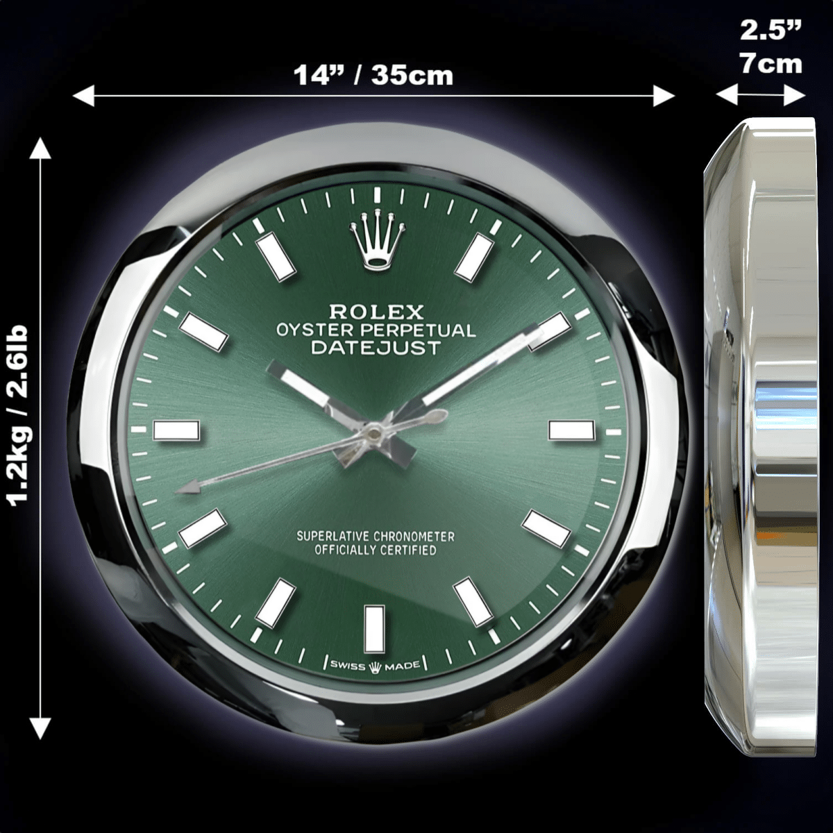 OYSTER PERPETUAL GREEN EDITION 35 CM METAL WALL CLOCK