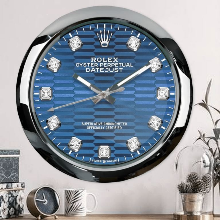 OYSTER PERPETUAL – BLUE DIAMOND EDITION 35 CM DELUXE METAL WALL CLOCK