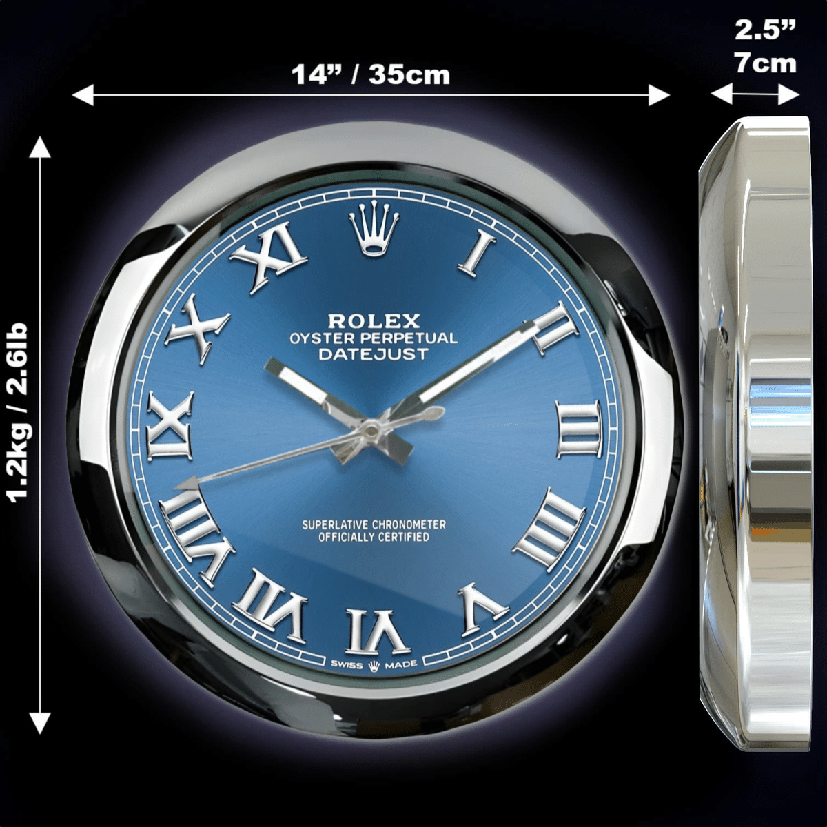 OYSTER PERPETUAL – BLUE EDITION 35 CM METAL WALL CLOCK