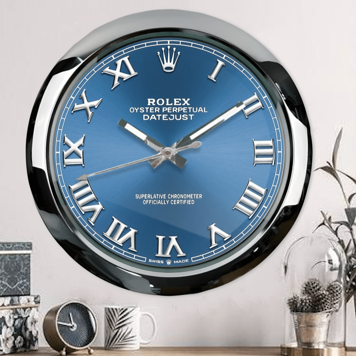 OYSTER PERPETUAL – BLUE EDITION 35 CM METAL WALL CLOCK