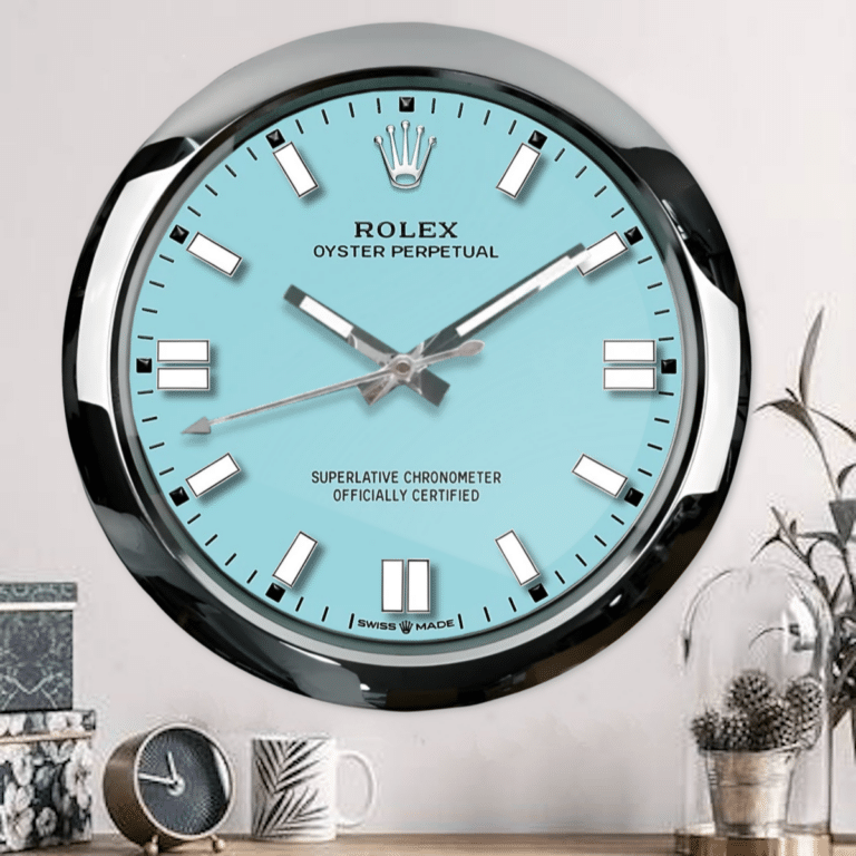 OYSTER PERPETUAL – TURQUOISE EDITION 35 CM DELUXE METAL WALL CLOCK