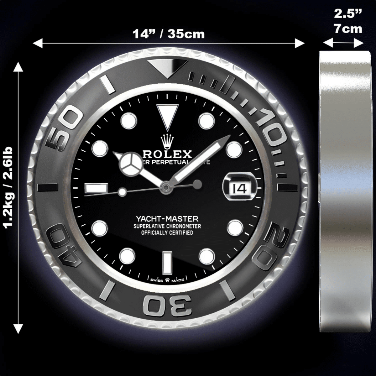YATCH MASTER – BLACK EDITION 35 CM METAL WALL CLOCK