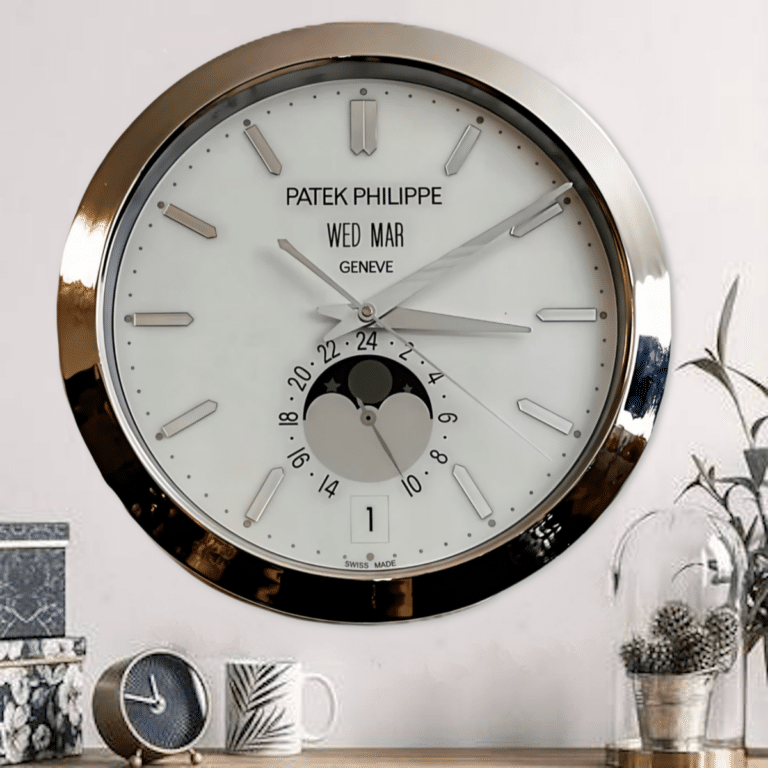 <P>INTRODUCING THE <STRONG>PATEK PHILIPPE – MOON PHASE DELUXE METAL WALL CLOCK (35 CM)</STRONG>, A LUXURIOUS AND ELEGANTLY CRAFTED TIMEPIECE FOR YOUR HOME OR OFFICE.</P>