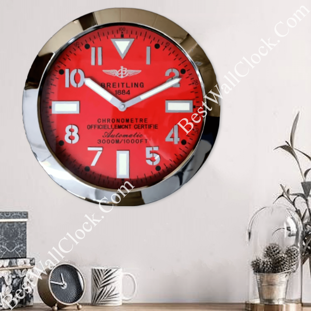 BREITLING RED EDITION 35 CM METAL WALL CLOCK