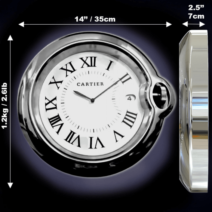 CARTIER CHROME EDITION 35 CM METAL WALL CLOCK
