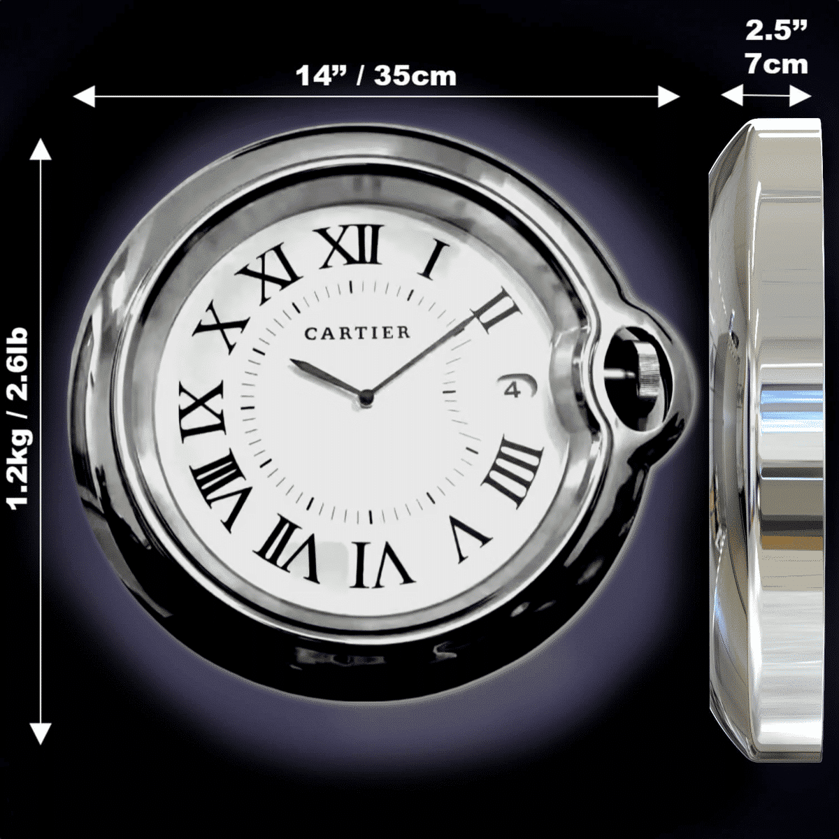 CARTIER CHROME EDITION 35 CM METAL WALL CLOCK