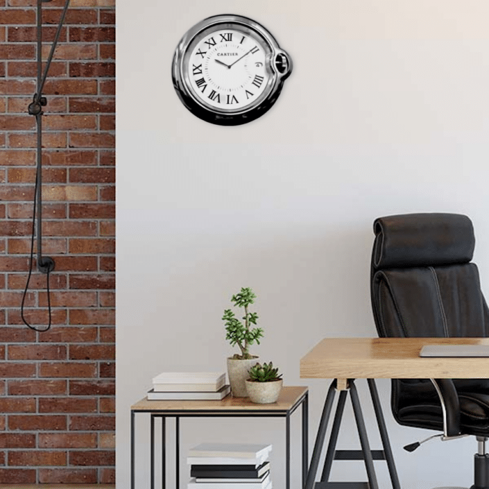 CARTIER CHROME EDITION 35 CM METAL WALL CLOCK