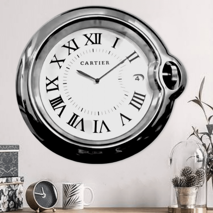 CARTIER CHROME EDITION 35 CM METAL WALL CLOCK