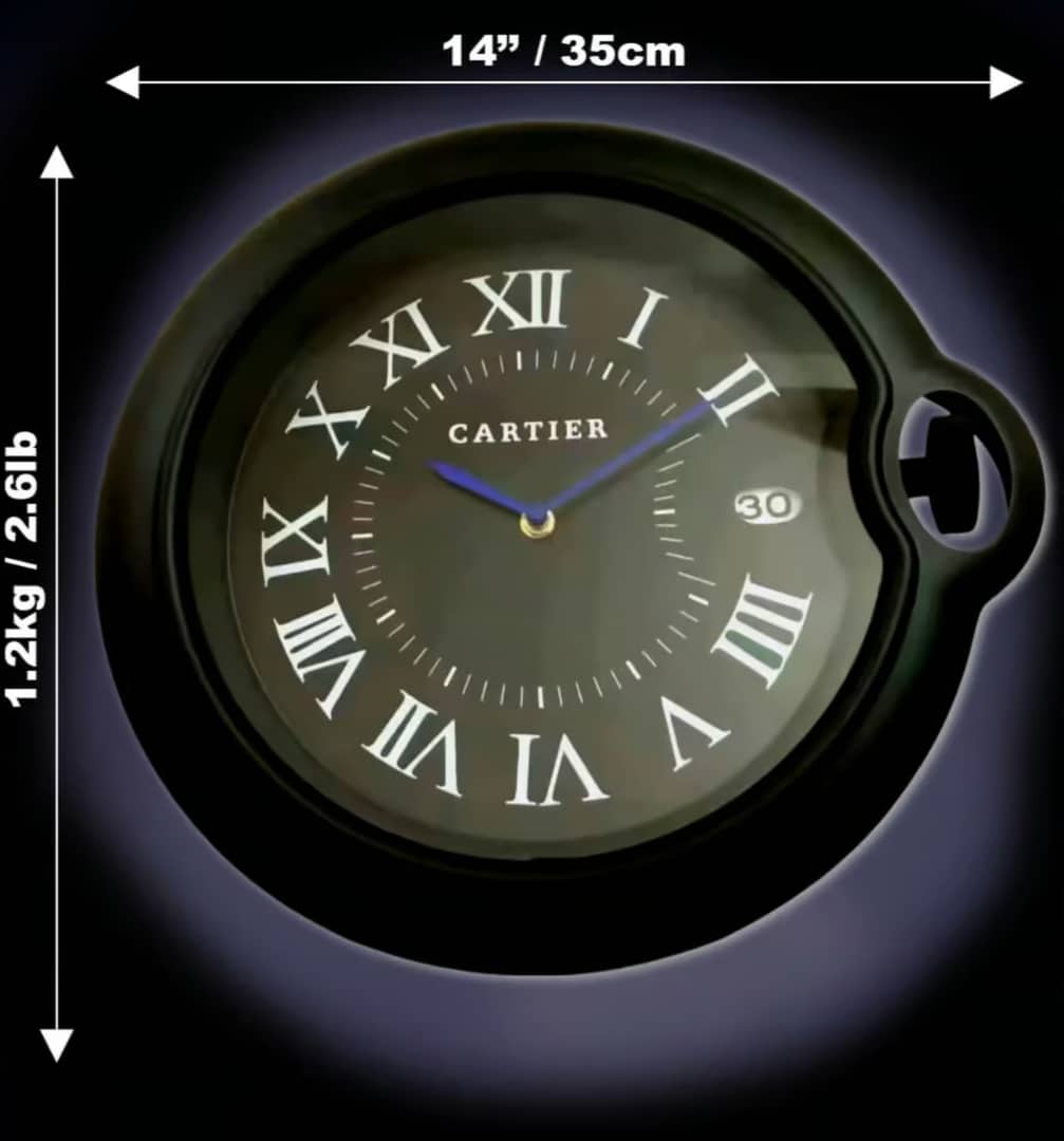 CARTIER BLACK EDITION 35 CM METAL WALL CLOCK