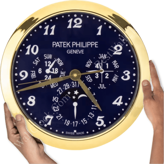 PATEK PHILIPPE GOLD/BLUE (16 INCHES/40CM) DELUXE METAL WALL CLOCK (35 CM)