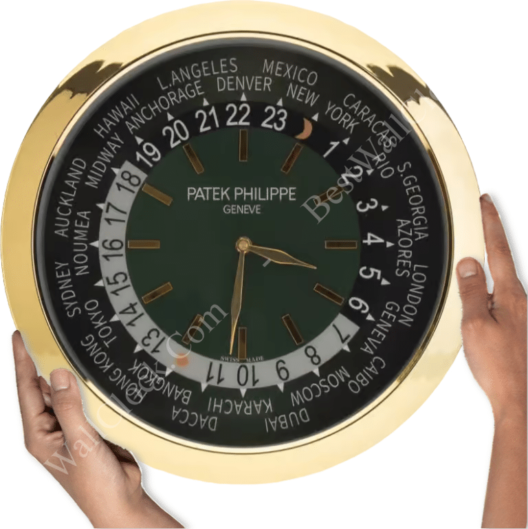 PATEK PHILIPPE GOLD/GREEN (16 INCHES/40CM) DELUXE METAL WALL CLOCK 35 CM