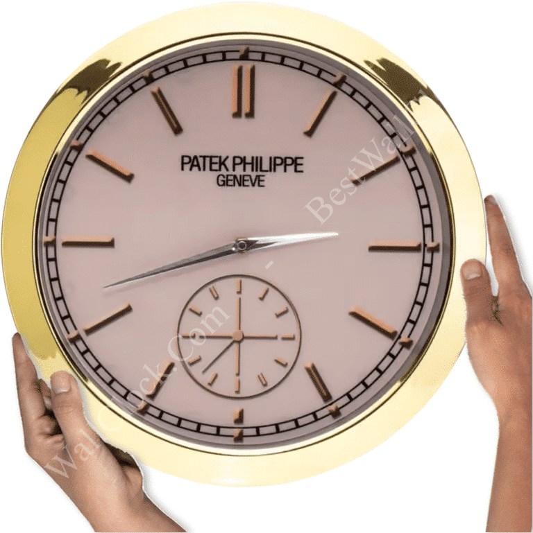 PATEK PHILIPPE – GOLD/PINK (16 INCHES/40CM) DELUXE METAL WALL CLOCK 35 CM
