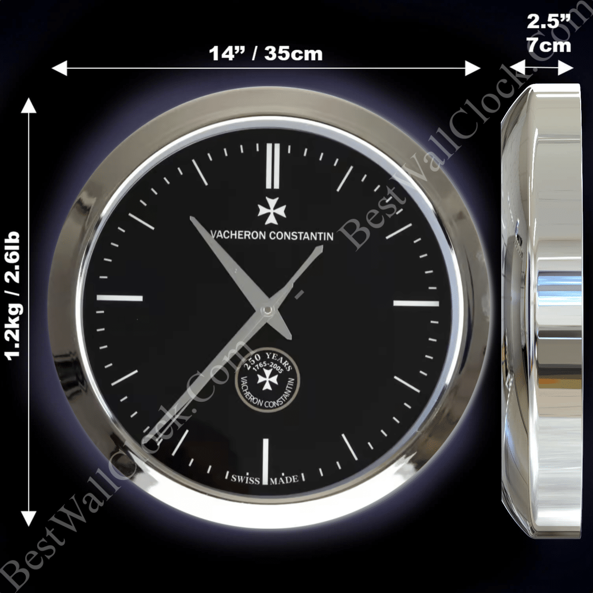 VACHERON CONSTANTIN BLACK WALL CLOCK EDITION 35 CM DELUXE METAL WALL CLOCK