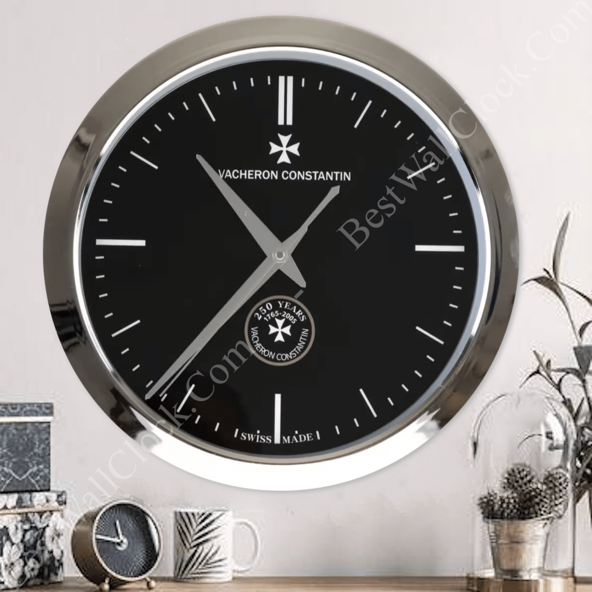 VACHERON CONSTANTIN BLACK WALL CLOCK EDITION 35 CM DELUXE METAL WALL CLOCK