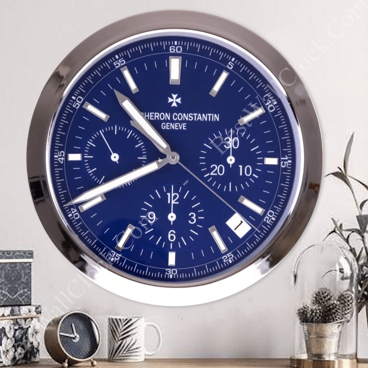 VACHERON CONSTANTIN BLUE WALL CLOCK EDITION 35 CM DELUXE METAL WALL CLOCK