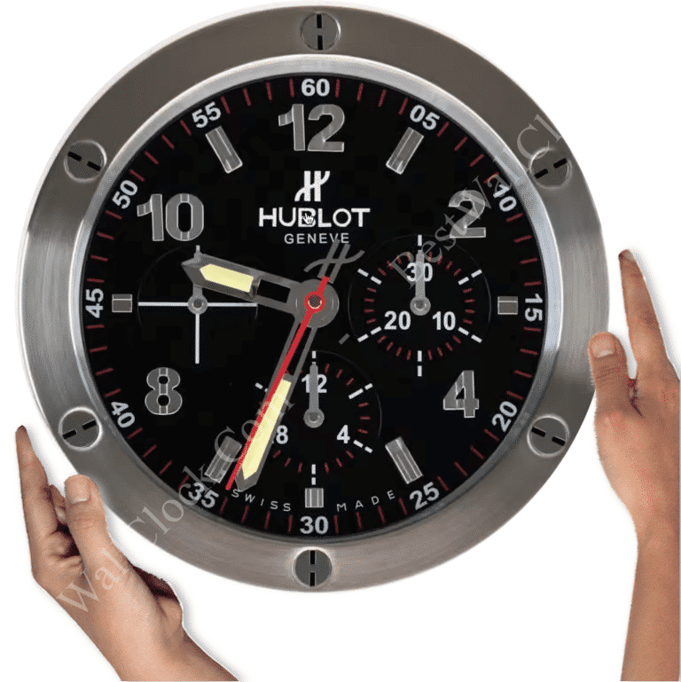 <STRONG>HUBLOT BLACK/SILVER DELUXE METAL WALL CLOCK 35 CM</STRONG>