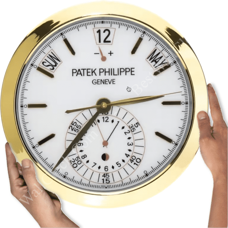 PATEK PHILIPPE GOLD/WHITE XL (16 INCHES/40CM) DELUXE METAL WALL CLOCK (35 CM)