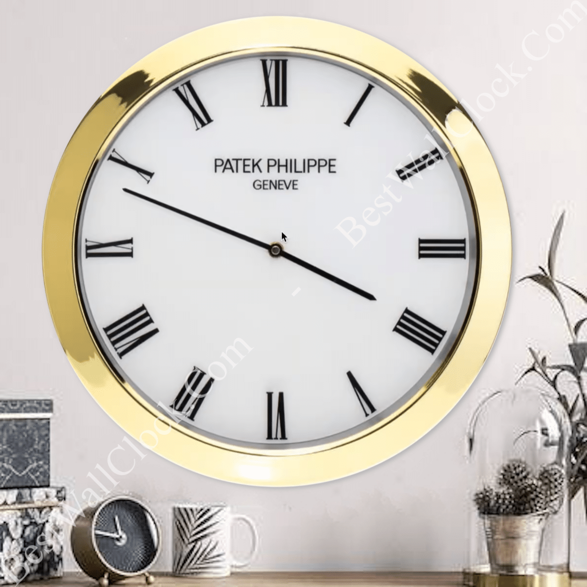 PATEK PHILIPPE GOLD AND WHITE XL EDITION DELUXE METAL WALL CLOCK (35 CM)