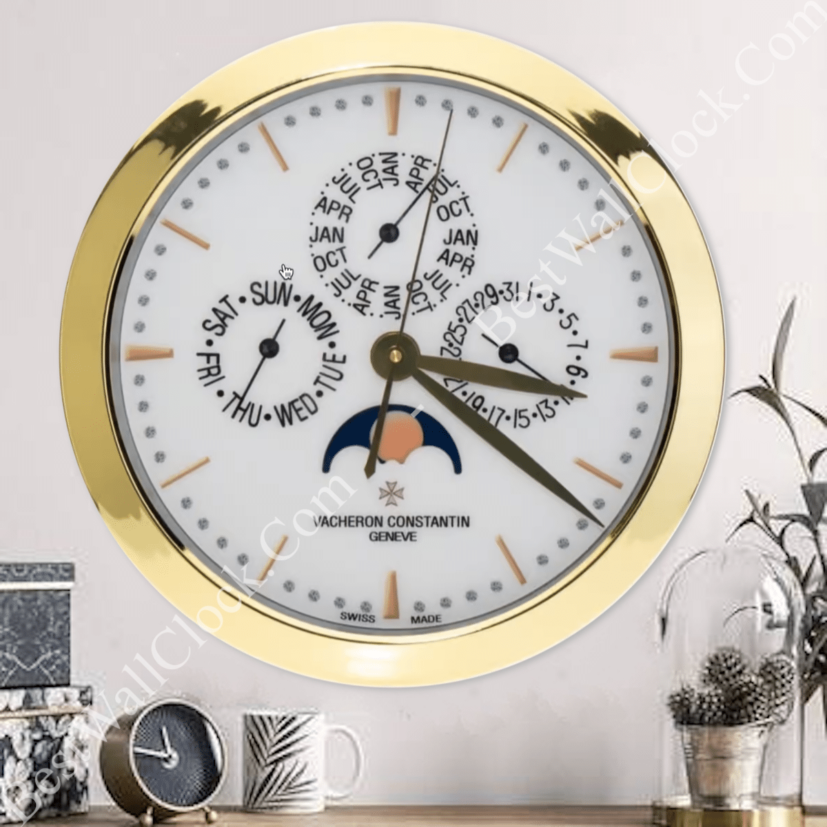 VACHERON CONSTANTIN WHITE WALL CLOCK XL (16 INCHES/40CM) - DELUXE METAL TIMEPIECE