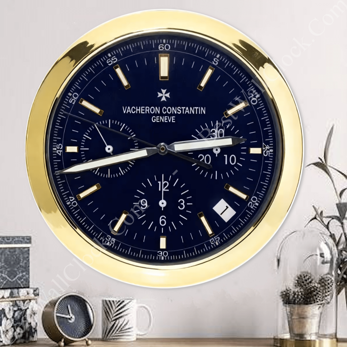 VACHERON CONSTANTIN GOLD/NAVY WALL CLOCK XL (16 INCHES/40CM)