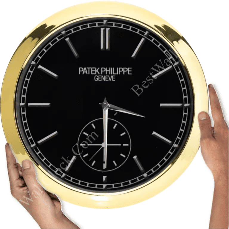PATEK PHILIPPE GOLD AND BLACK PHASE XL EDITION DELUXE METAL WALL CLOCK (35 CM)