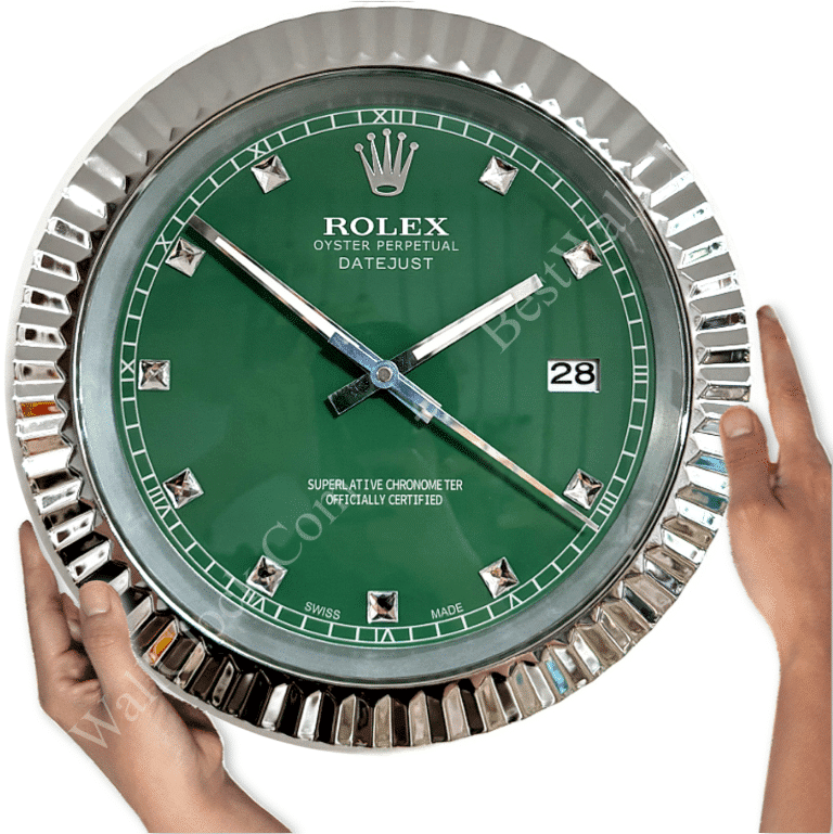 DATEJUST – CHROME – GREEN 4 EDITION 35 CM DELUXE METAL WALL CLOCK