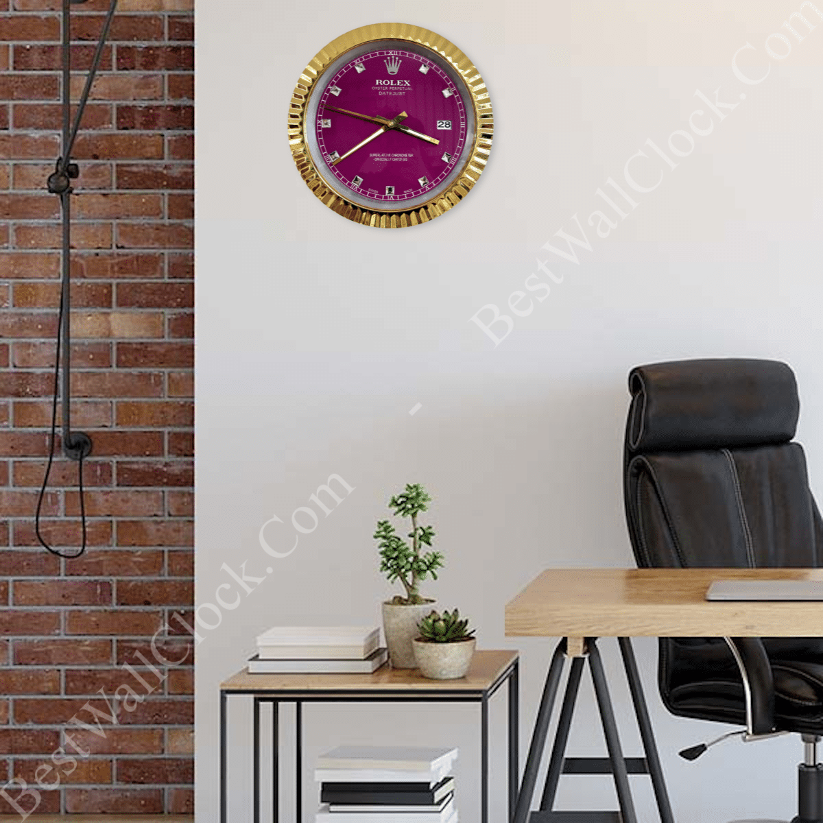 DATEJUST – GOLD CHROME – PURPLE 4 EDITION 35 CM DELUXE METAL WALL CLOCK