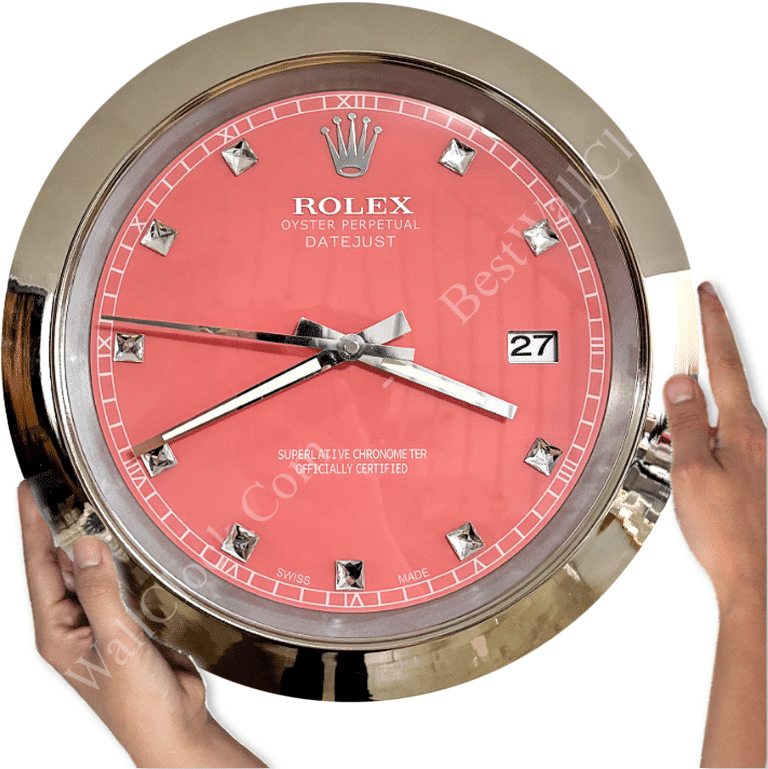 DATEJUST – CHROME – ROSE 6 DELUXE METAL WALL CLOCK, 35 CM