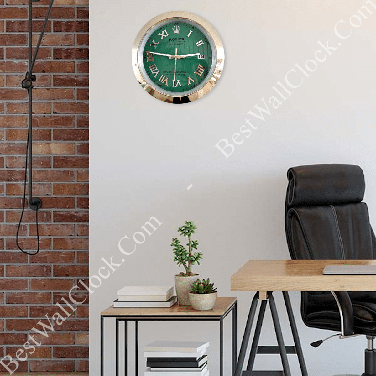 DATEJUST – SILVER – GREEN DELUXE METAL WALL CLOCK 35 CM
