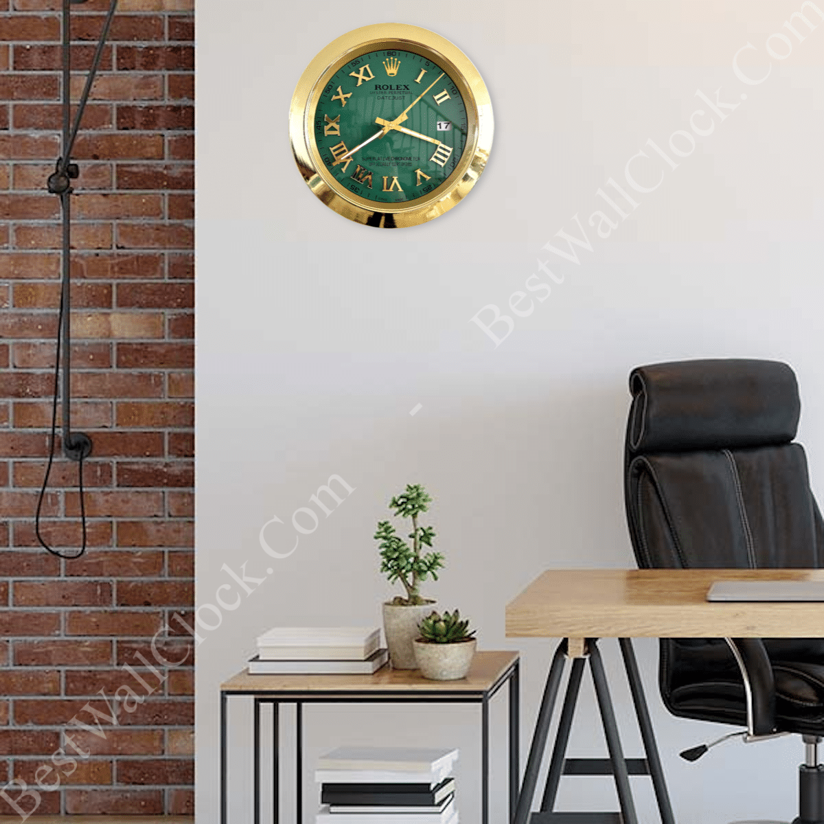 DATEJUST – GOLD – GREEN EDITION 35 CM DELUXE METAL WALL CLOCK