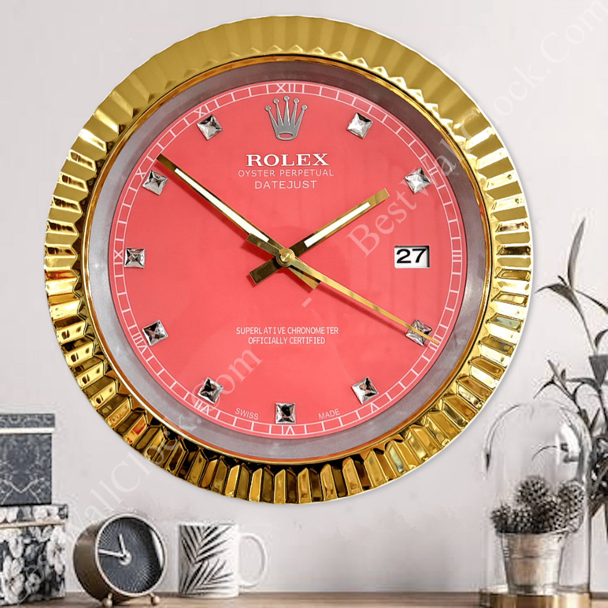 DATEJUST – ROSE GOLD – PINK EDITION 35 CM DELUXE METAL WALL CLOCK