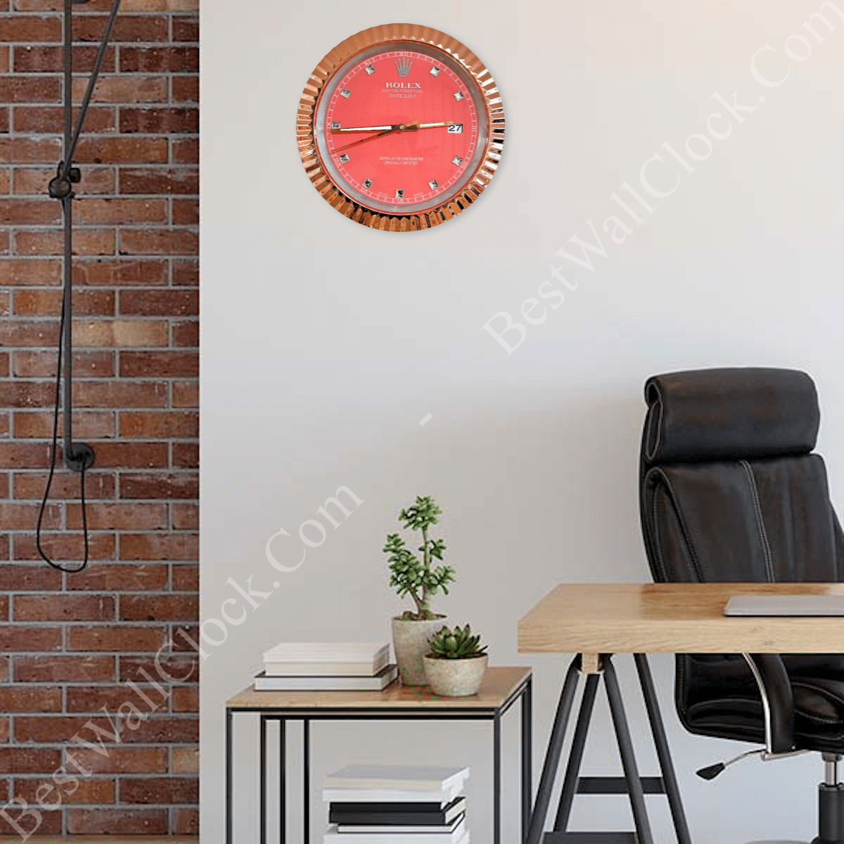 DATEJUST – ROSE GOLD CHROME – PINK EDITION 35 CM DELUXE METAL WALL CLOCK