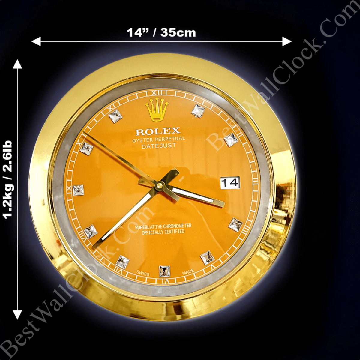 DATEJUST – GOLD – YELLOW EDITION 35 CM DELUXE METAL WALL CLOCK
