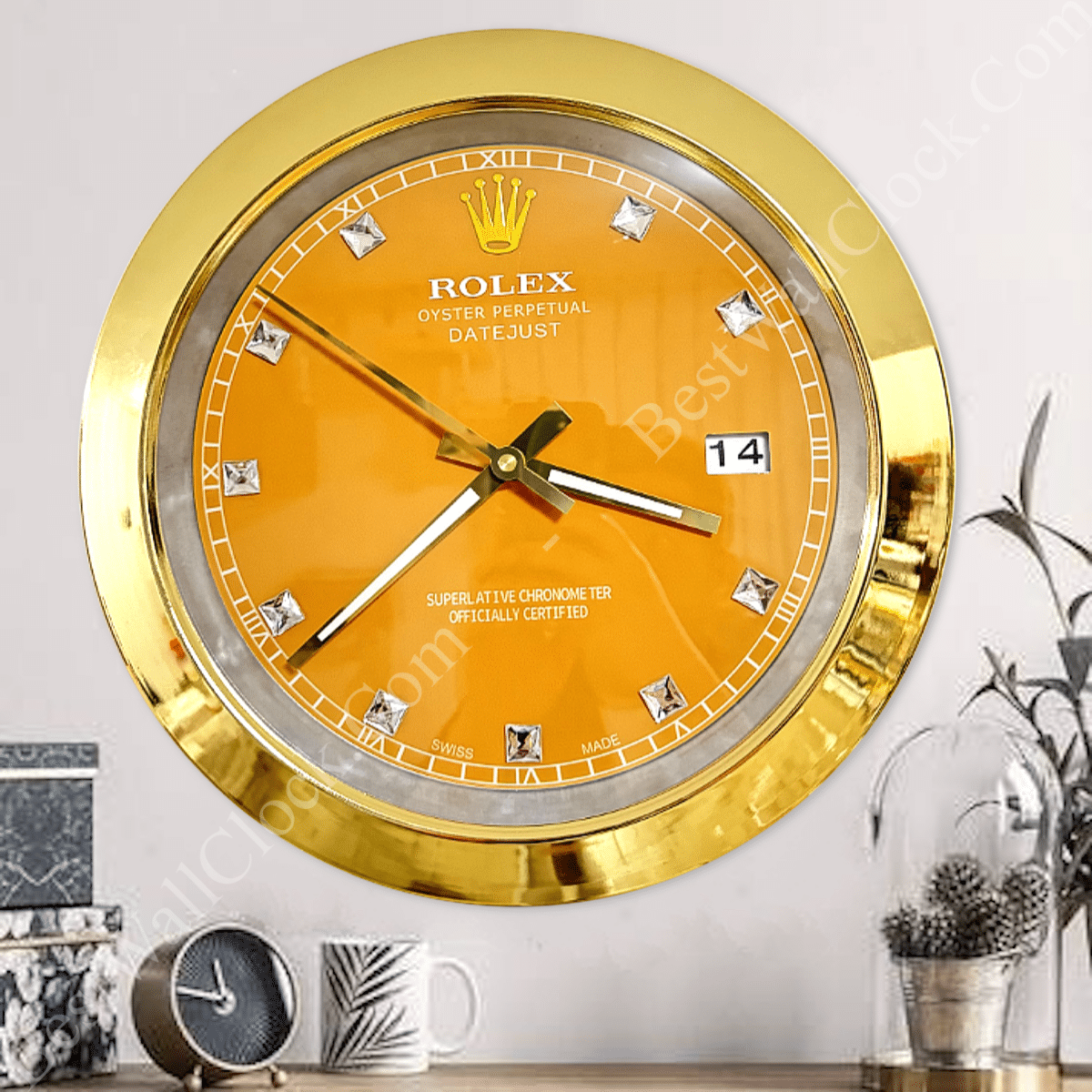 DATEJUST – GOLD – YELLOW EDITION 35 CM DELUXE METAL WALL CLOCK