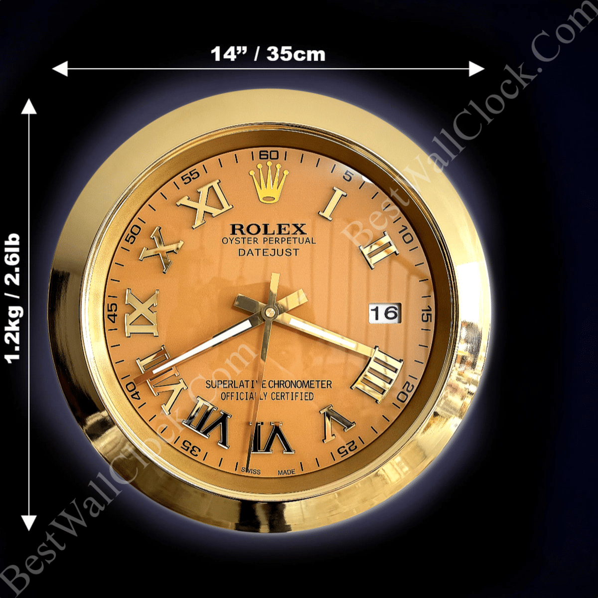 DATEJUST – GOLD – YELLOW 2 DELUXE METAL WALL CLOCK 35 CM