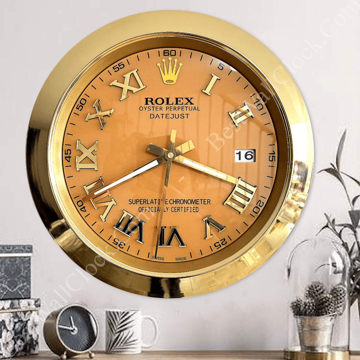DATEJUST – GOLD – YELLOW 2 DELUXE METAL WALL CLOCK 35 CM