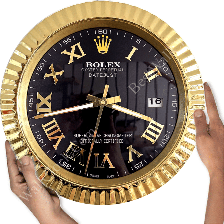 DATEJUST – ROSE GOLD – BLACK EDITION 35 CM DELUXE METAL WALL CLOCK
