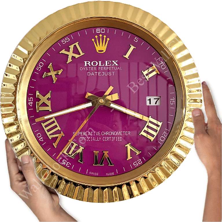 DATEJUST – ROSE GOLD – PURPLE EDITION 35 CM DELUXE METAL WALL CLOCK