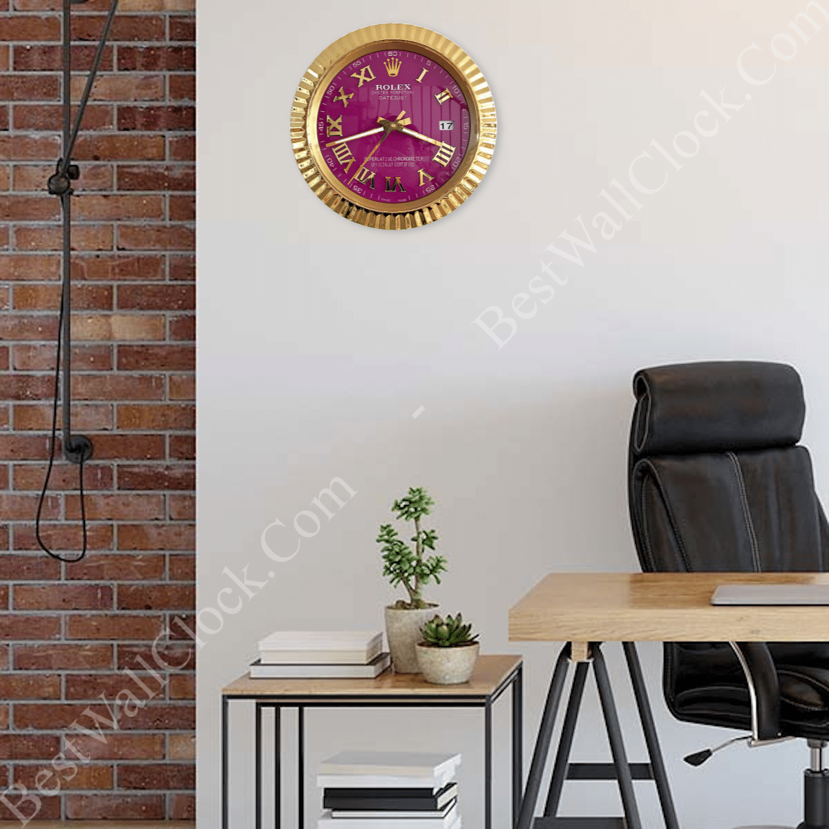 DATEJUST – ROSE GOLD – PURPLE EDITION 35 CM DELUXE METAL WALL CLOCK