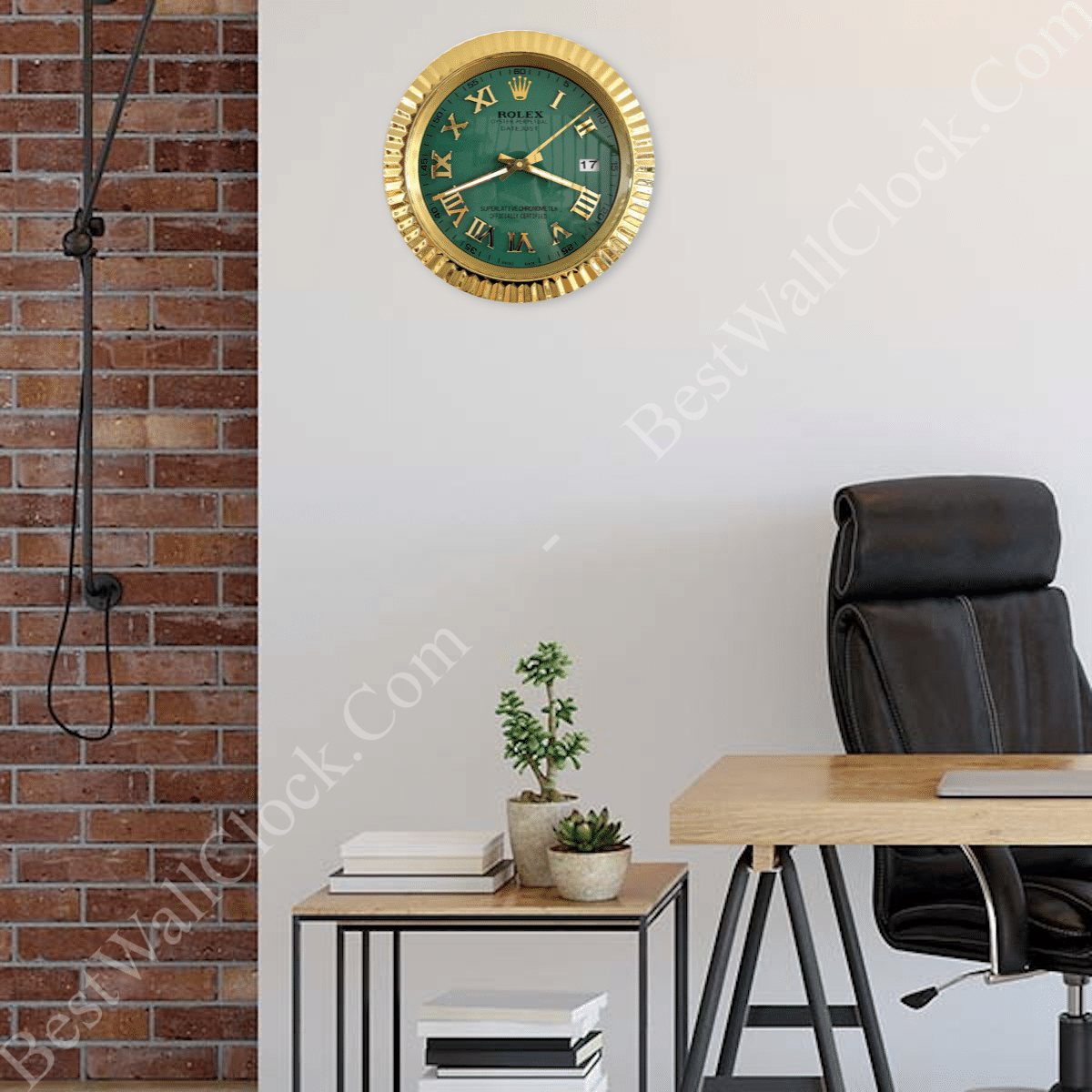 DATEJUST – ROSE GOLD – GREEN EDITION 35 CM DELUXE METAL WALL CLOCK