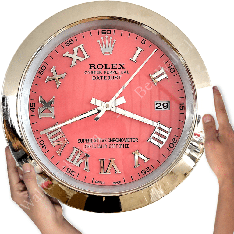 DATEJUST – SILVER – PINK EDITION 35 CM DELUXE METAL WALL CLOCK