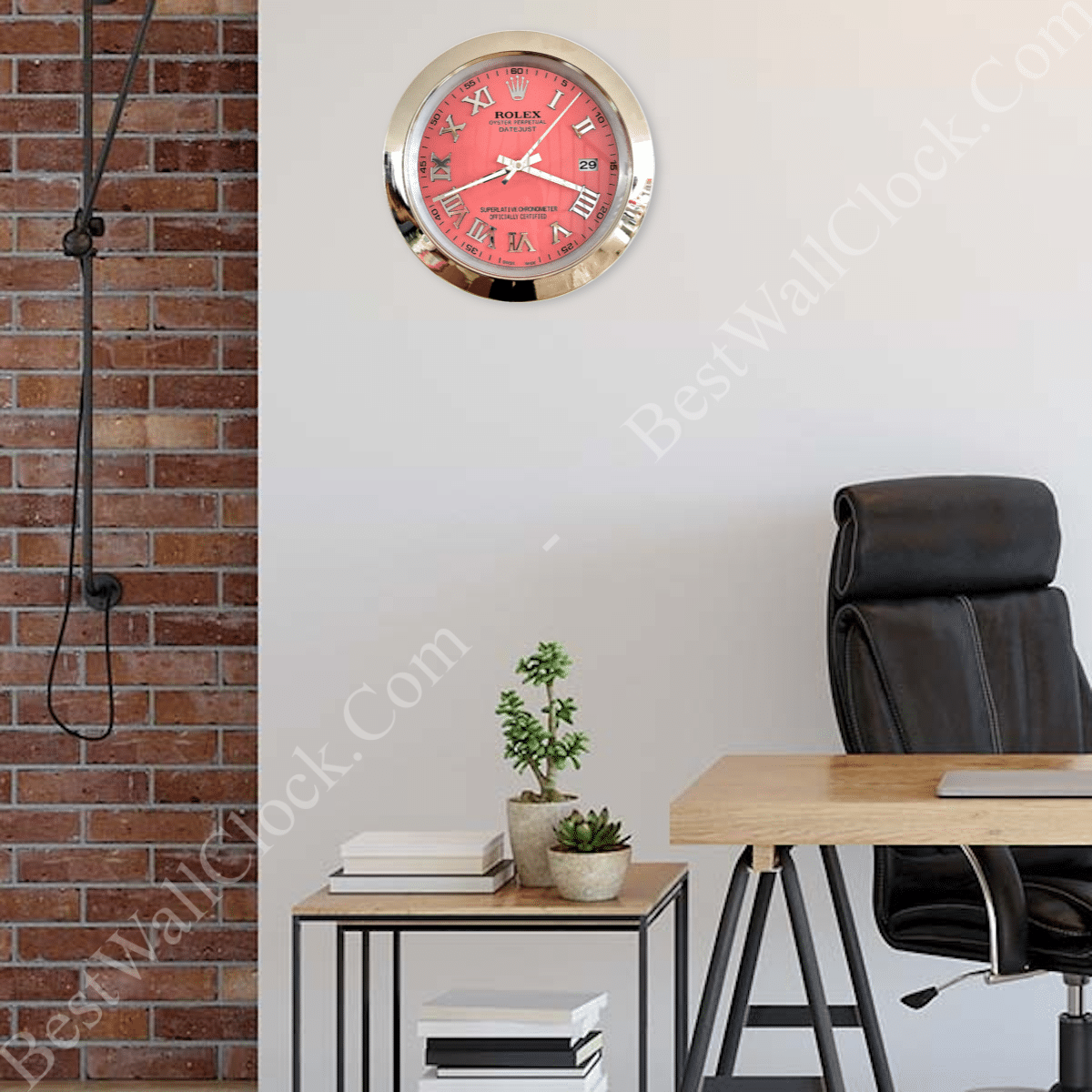 DATEJUST – SILVER – PINK EDITION 35 CM DELUXE METAL WALL CLOCK